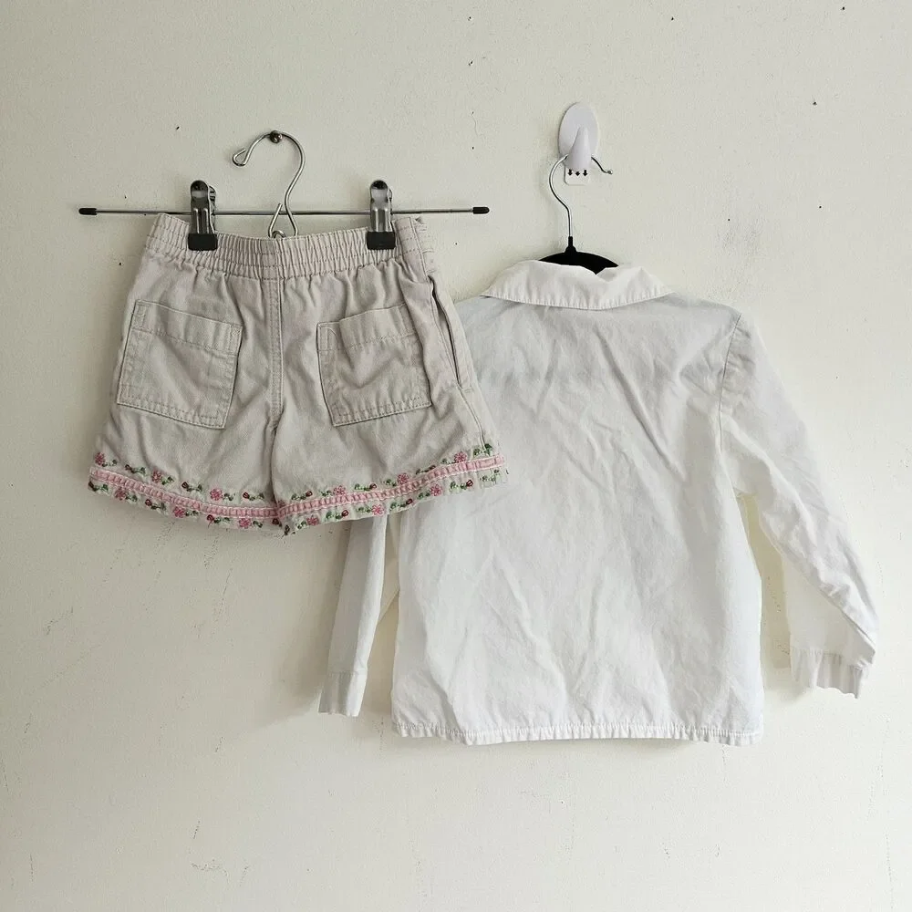 Girls’ Y2K Gymboree Embroidered Shirt & Gap Shorts Set – Size 3T • Vintage